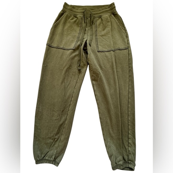Aerie Olive Green Women's Mid Rise Drawstring Joggers Pockets Size XS Short - Picture 3 of 14